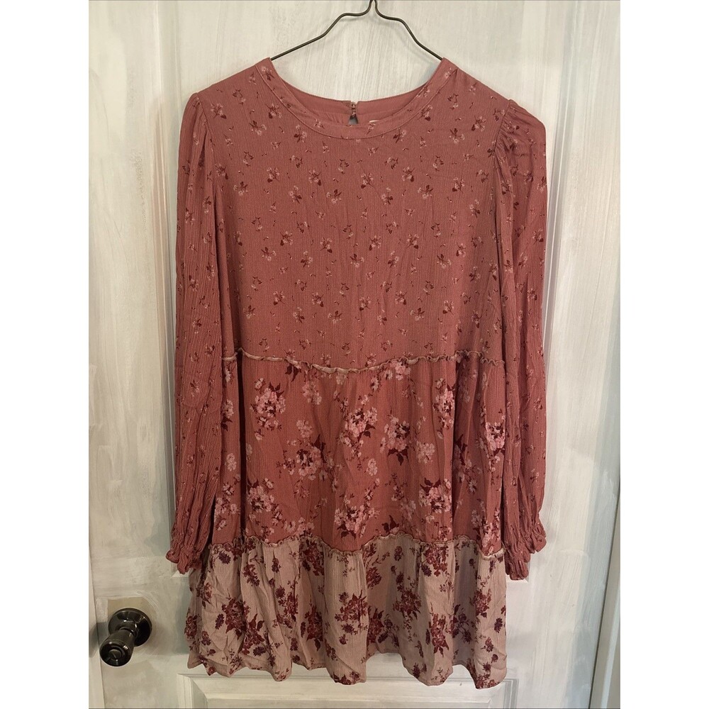 Penelope Rose Dusty Pink XL Overall Floral Dress Large Country Festival Boho